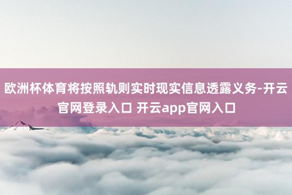 欧洲杯体育将按照轨则实时现实信息透露义务-开云官网登录入口 开云app官网入口