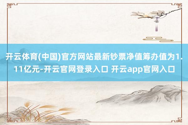 开云体育(中国)官方网站最新钞票净值筹办值为1.11亿元-开云官网登录入口 开云app官网入口
