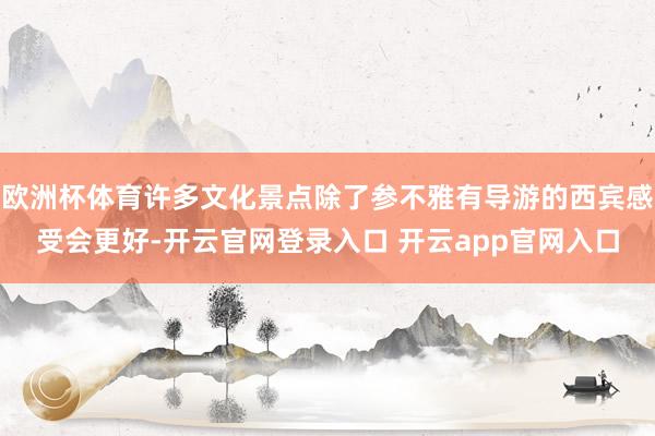 欧洲杯体育许多文化景点除了参不雅有导游的西宾感受会更好-开云官网登录入口 开云app官网入口